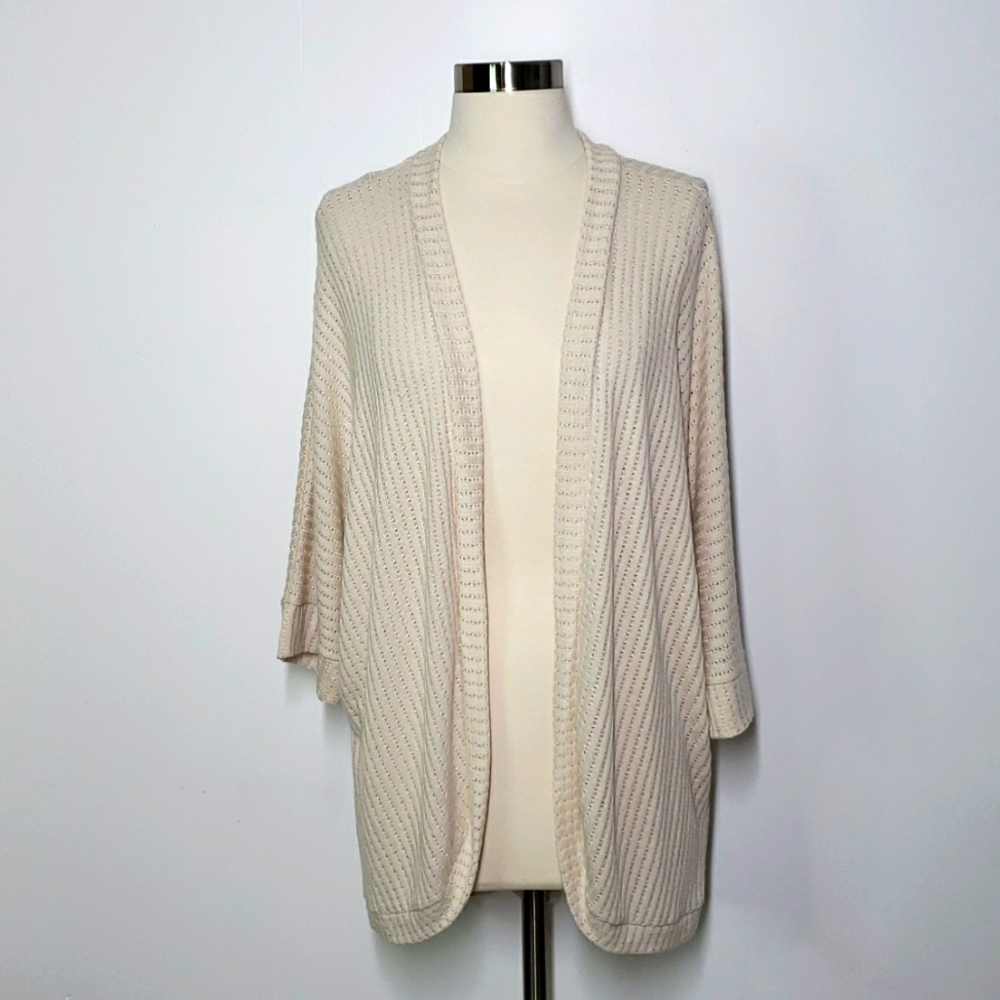 Entro Open Front Cozy Knit Cardigan Cream Size S/M